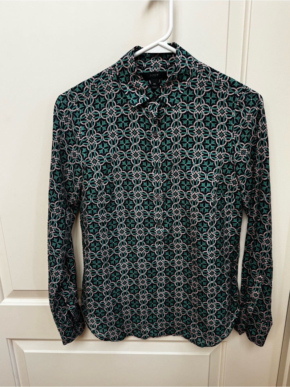 J. Crew Women’s Geometric Print Button-Down Shirt - Teal & Black